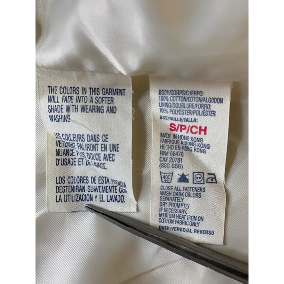 New VTG Rare Tommy Hilfiger S Military Denim Coat Logo Buttons Cream RHH10579 - Picture 4 of 12